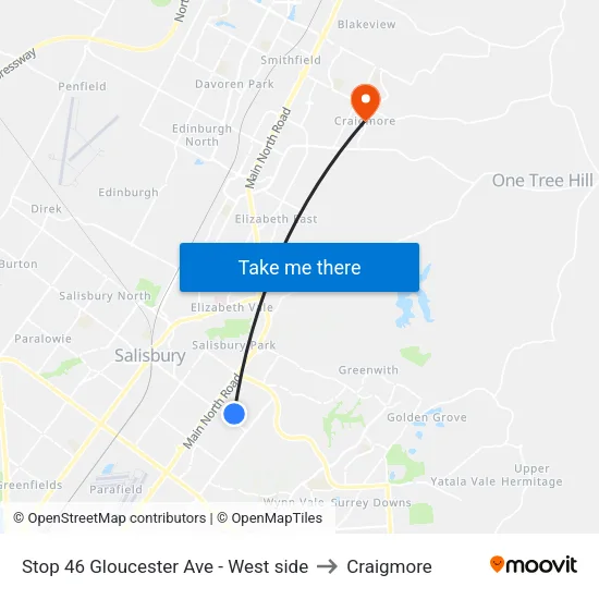 Stop 46 Gloucester Ave - West side to Craigmore map