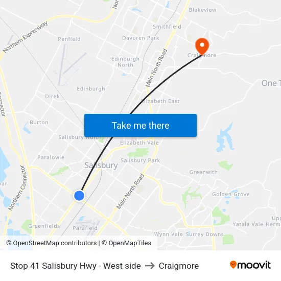 Stop 41 Salisbury Hwy - West side to Craigmore map