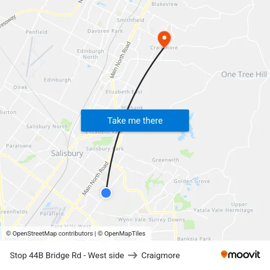 Stop 44B Bridge Rd - West side to Craigmore map