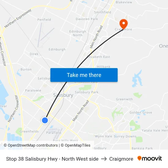 Stop 38 Salisbury Hwy - North West side to Craigmore map