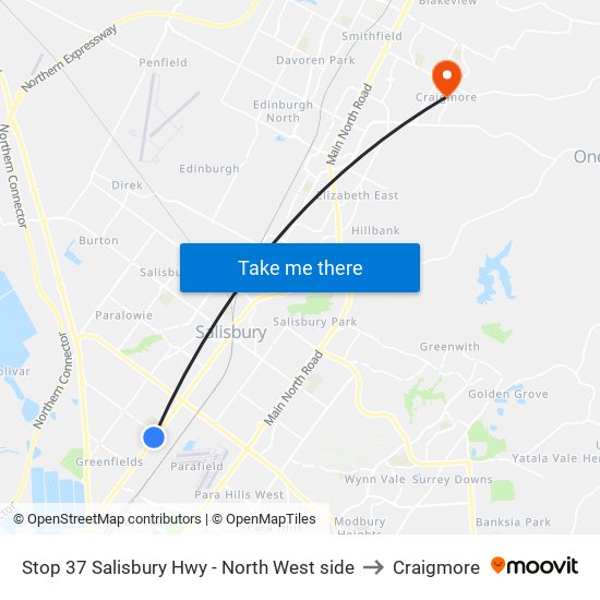 Stop 37 Salisbury Hwy - North West side to Craigmore map