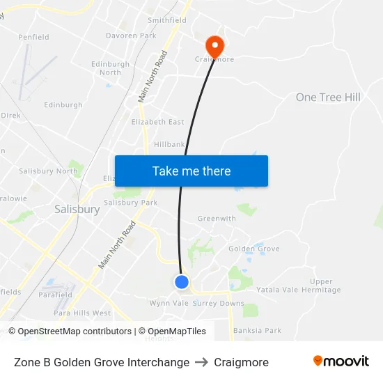 Zone B Golden Grove Interchange to Craigmore map