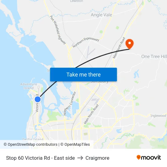 Stop 60 Victoria Rd - East side to Craigmore map