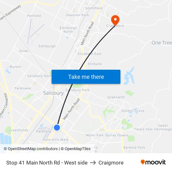 Stop 41 Main North Rd - West side to Craigmore map