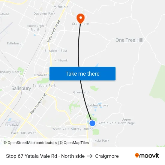 Stop 67 Yatala Vale Rd - North side to Craigmore map