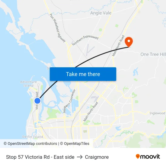 Stop 57 Victoria Rd - East side to Craigmore map