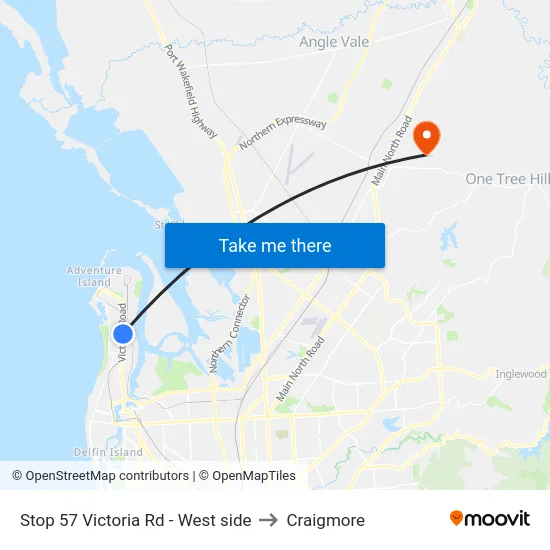 Stop 57 Victoria Rd - West side to Craigmore map