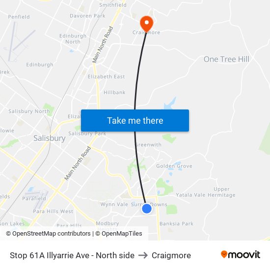 Stop 61A Illyarrie Ave - North side to Craigmore map