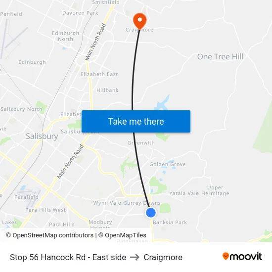 Stop 56 Hancock Rd - East side to Craigmore map