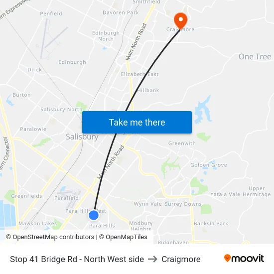 Stop 41 Bridge Rd - North West side to Craigmore map