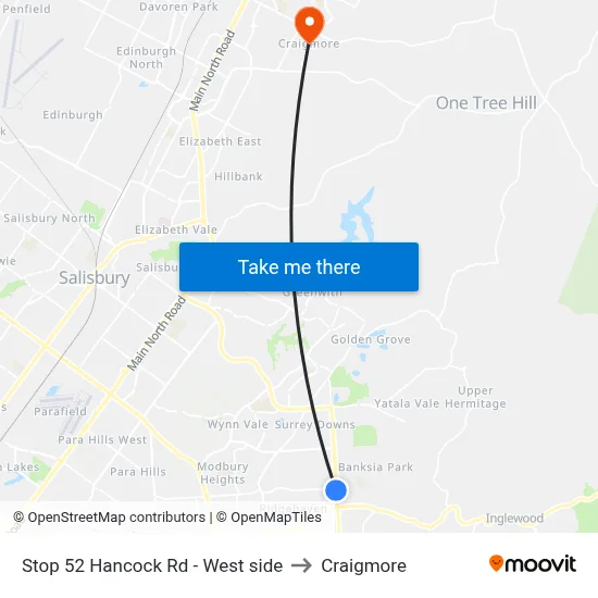Stop 52 Hancock Rd - West side to Craigmore map