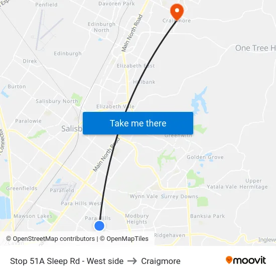 Stop 51A Sleep Rd - West side to Craigmore map