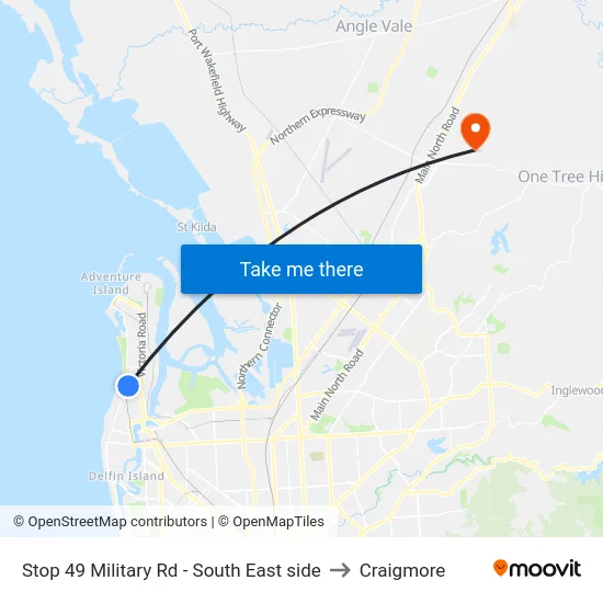 Stop 49 Military Rd - South East side to Craigmore map