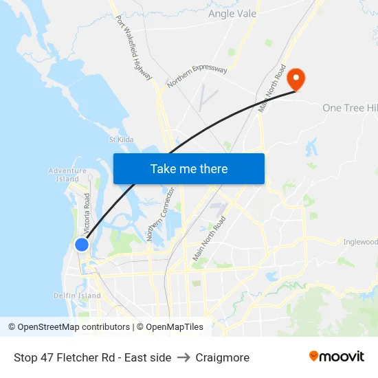 Stop 47 Fletcher Rd - East side to Craigmore map