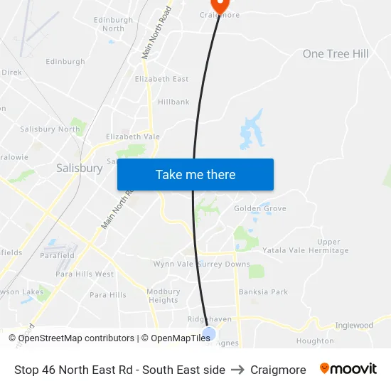 Stop 46 North East Rd - South East side to Craigmore map