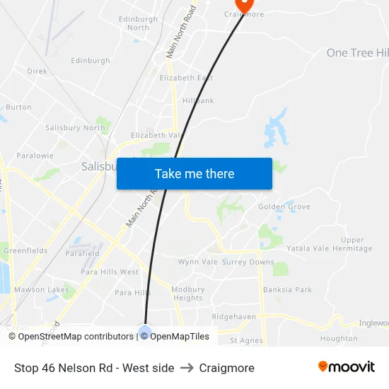 Stop 46 Nelson Rd - West side to Craigmore map