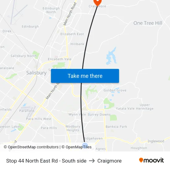Stop 44 North East Rd - South side to Craigmore map