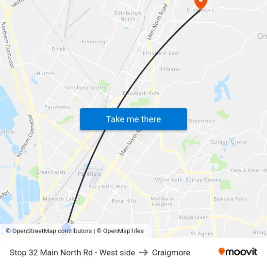 Stop 32 Main North Rd - West side to Craigmore map