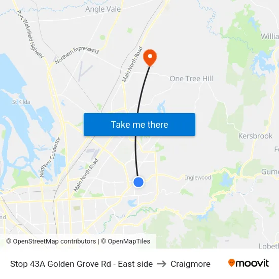 Stop 43A Golden Grove Rd - East side to Craigmore map