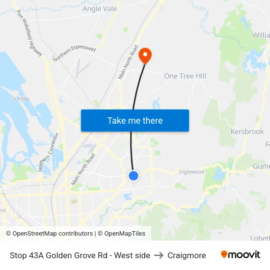 Stop 43A Golden Grove Rd - West side to Craigmore map