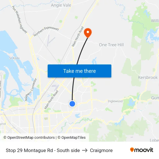 Stop 29 Montague Rd - South side to Craigmore map