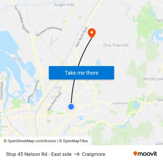 Stop 45 Nelson Rd - East side to Craigmore map