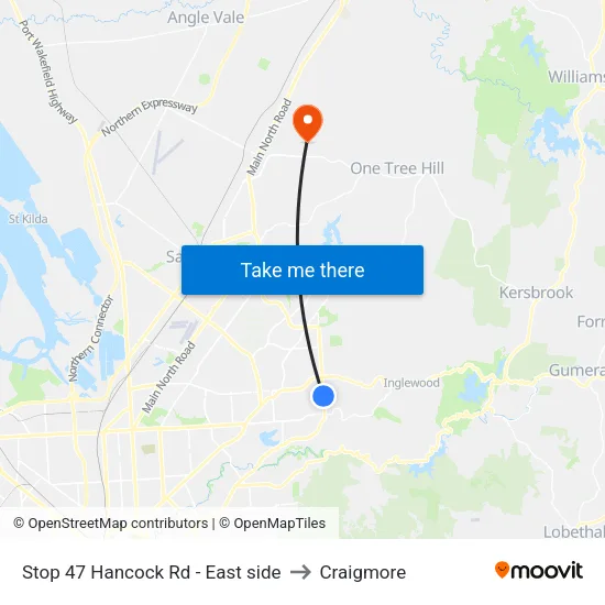Stop 47 Hancock Rd - East side to Craigmore map