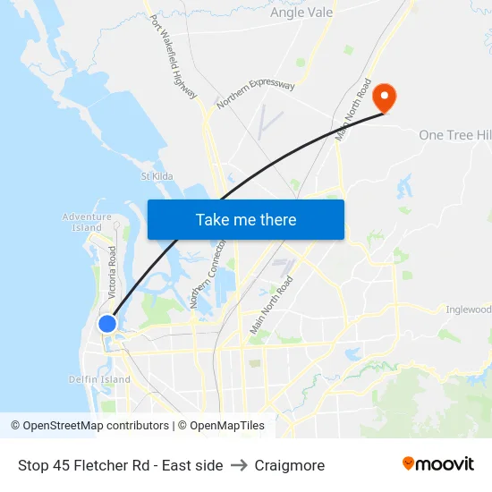 Stop 45 Fletcher Rd - East side to Craigmore map