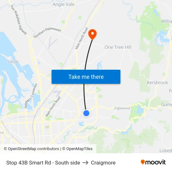 Stop 43B Smart Rd - South side to Craigmore map