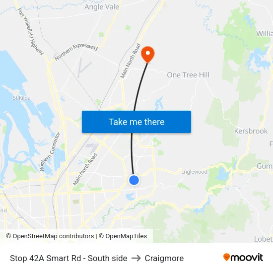 Stop 42A Smart Rd - South side to Craigmore map
