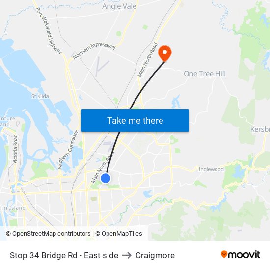 Stop 34 Bridge Rd - East side to Craigmore map