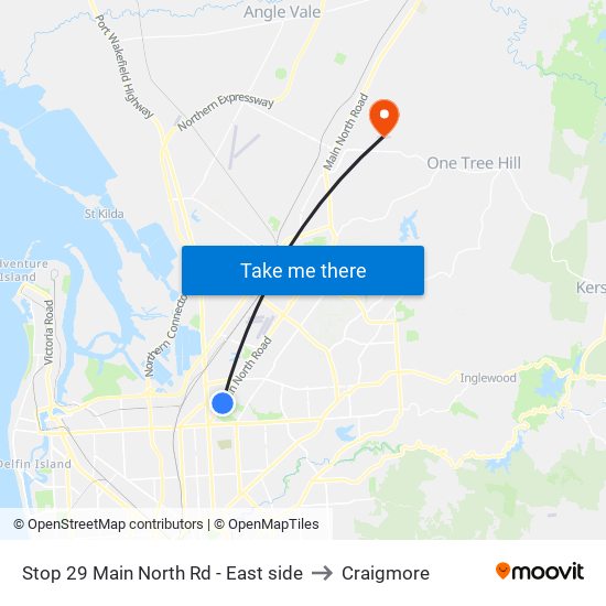 Stop 29 Main North Rd - East side to Craigmore map