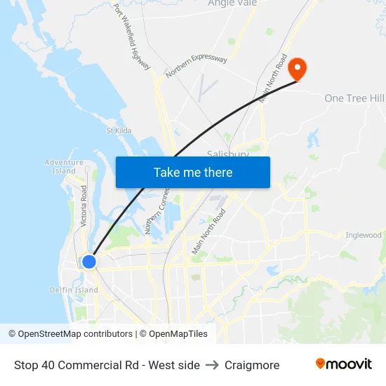 Stop 40 Commercial Rd - West side to Craigmore map