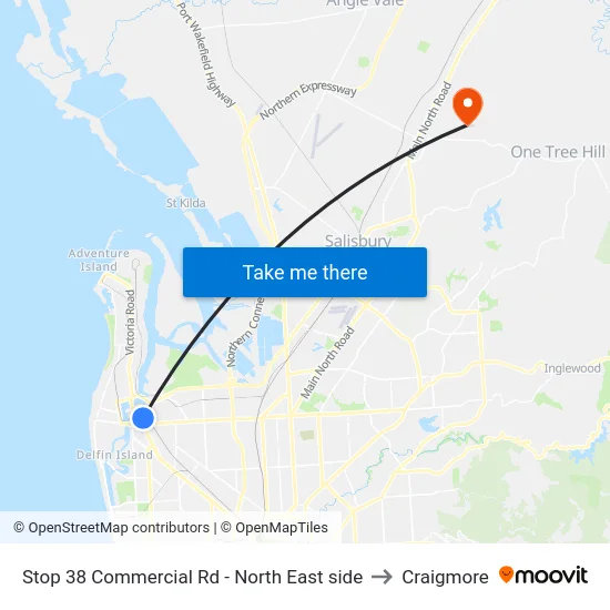 Stop 38 Commercial Rd - North East side to Craigmore map