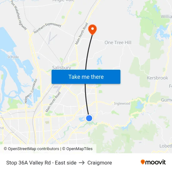 Stop 36A Valley Rd - East side to Craigmore map
