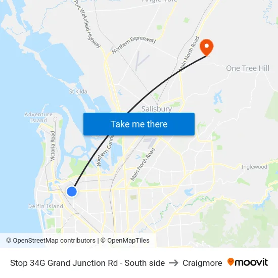 Stop 34G Grand Junction Rd - South side to Craigmore map
