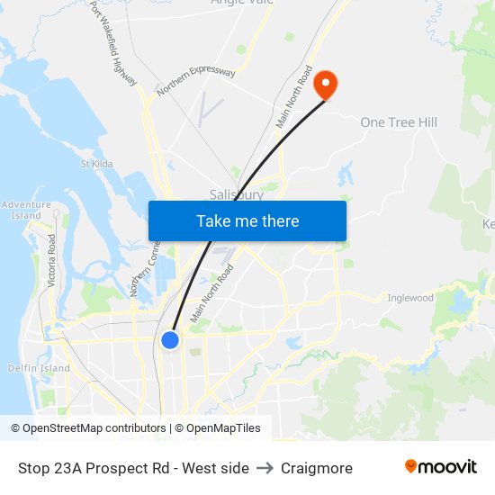 Stop 23A Prospect Rd - West side to Craigmore map