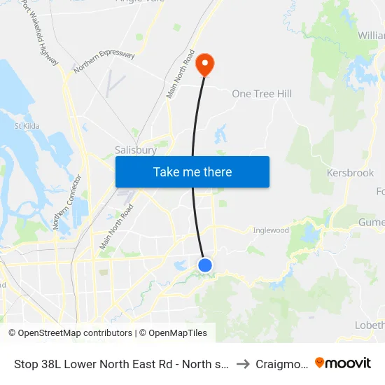 Stop 38L Lower North East Rd - North side to Craigmore map