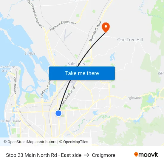Stop 23 Main North Rd - East side to Craigmore map