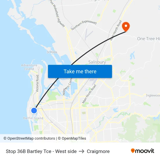 Stop 36B Bartley Tce - West side to Craigmore map