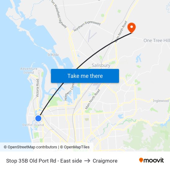 Stop 35B Old Port Rd - East side to Craigmore map