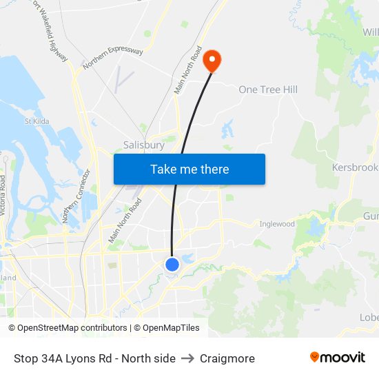 Stop 34A Lyons Rd - North side to Craigmore map