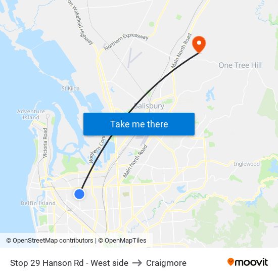 Stop 29 Hanson Rd - West side to Craigmore map