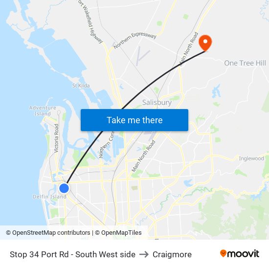 Stop 34 Port Rd - South West side to Craigmore map
