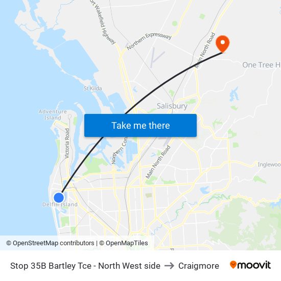 Stop 35B Bartley Tce - North West side to Craigmore map