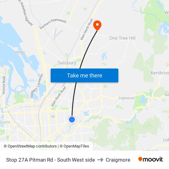 Stop 27A Pitman Rd - South West side to Craigmore map