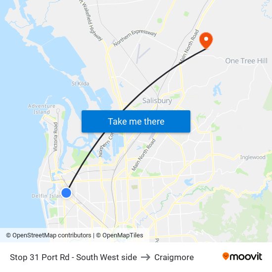 Stop 31 Port Rd - South West side to Craigmore map