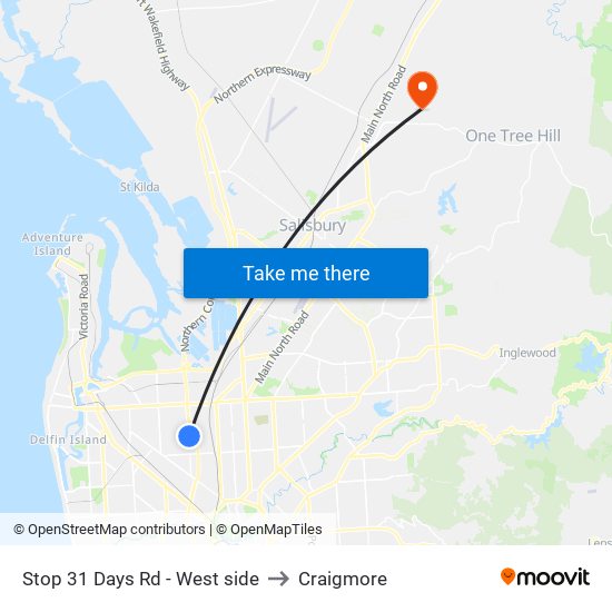 Stop 31 Days Rd - West side to Craigmore map