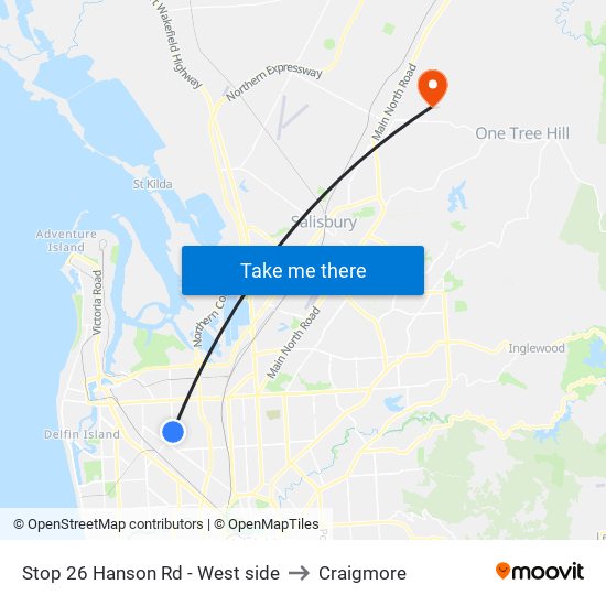 Stop 26 Hanson Rd - West side to Craigmore map