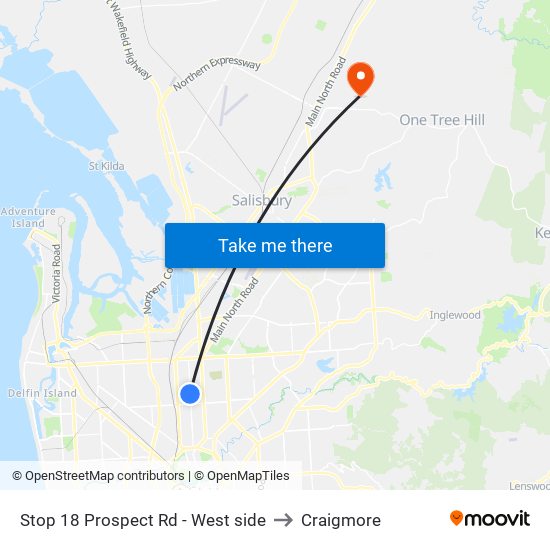 Stop 18 Prospect Rd - West side to Craigmore map